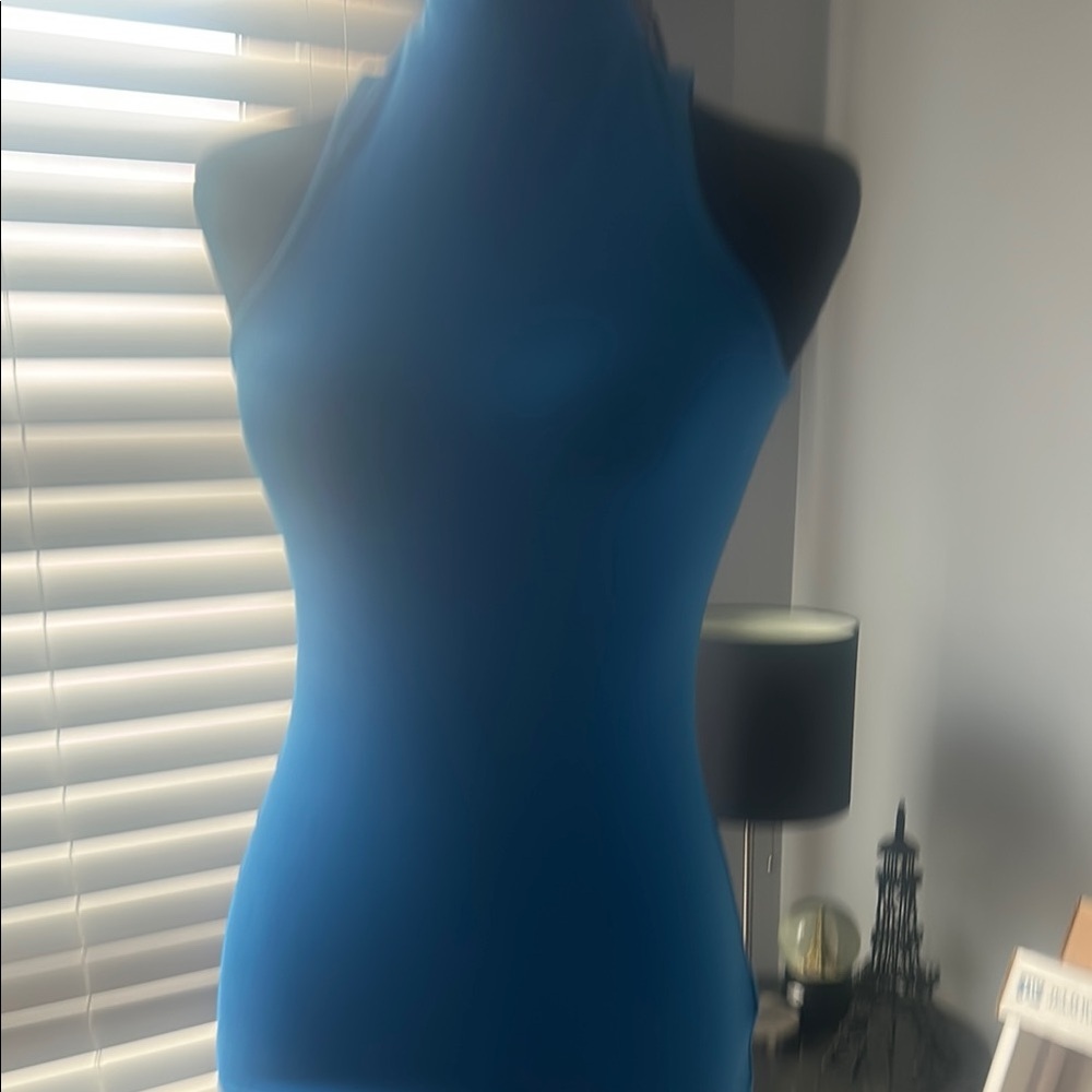 Sky blue colored mock neck tank